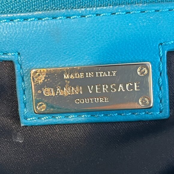 Gianni Versace Couture Turquoise Patent Leather Shoulder Bag - Preowned - Picture 11 of 16